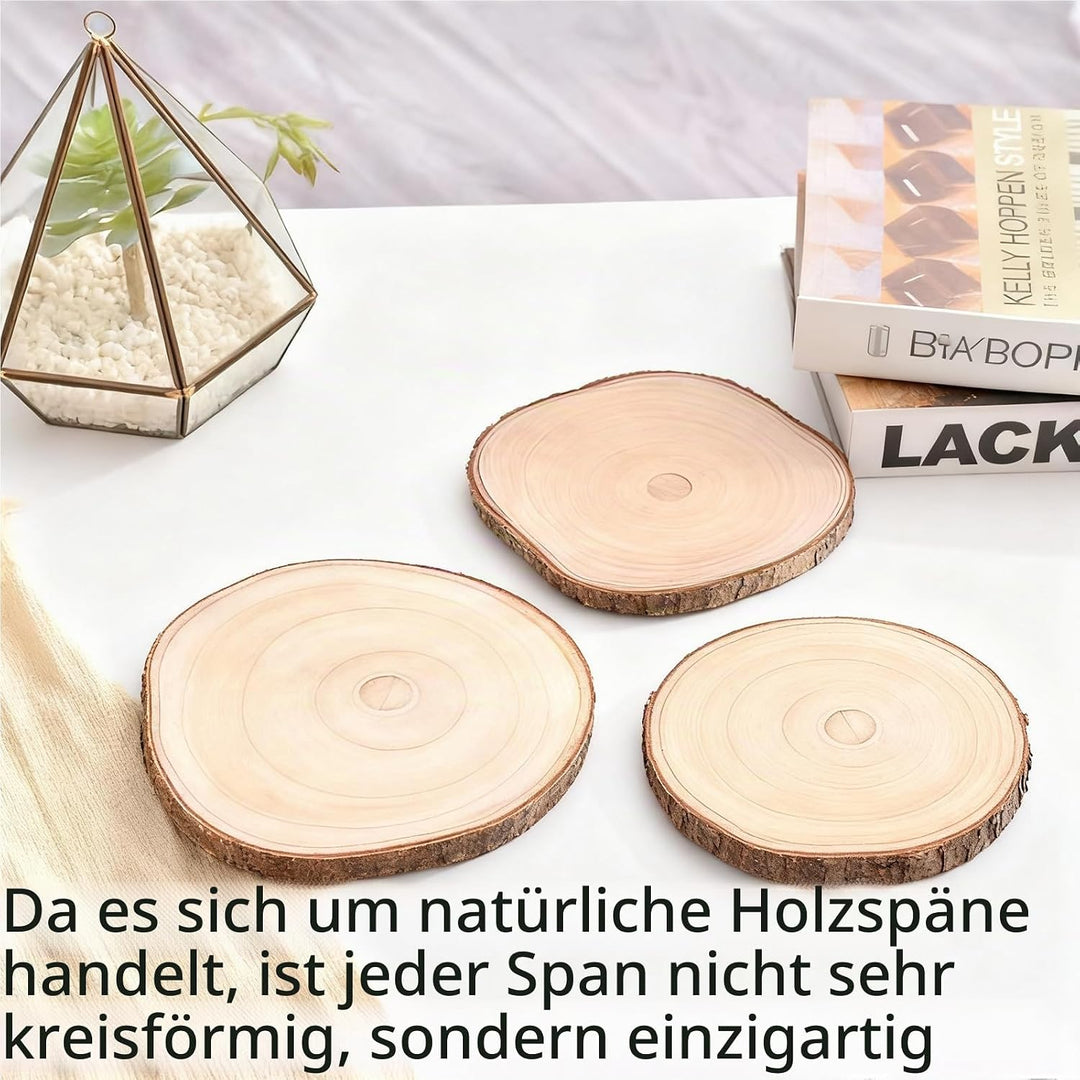 30-34cm Grosse Baumscheibe 2pcs holzscheiben mit Rinde Untersetzer Holz Log Rustikale Kerzenständer