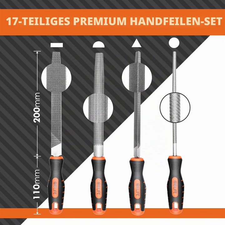 CCLIFE Feilenset 17tlg Profi Werkstattfeilen Set enthält 4tlg Grosse Metallfeilen, 12tlg Klein Nadel