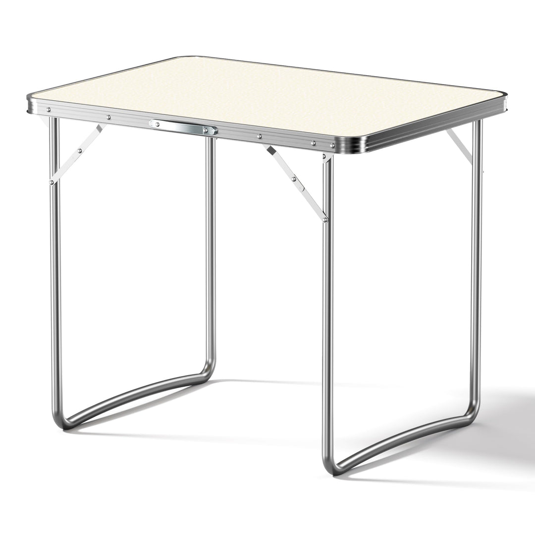 Wiltec Campingtisch klappbar 80x60cm mit weisser Tischplatte aus MDF und Aluminium Rahmen Klapptisch