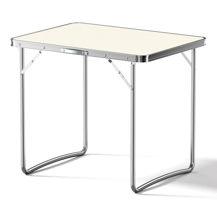 Wiltec Campingtisch klappbar 80x60cm mit weisser Tischplatte aus MDF und Aluminium Rahmen Klapptisch