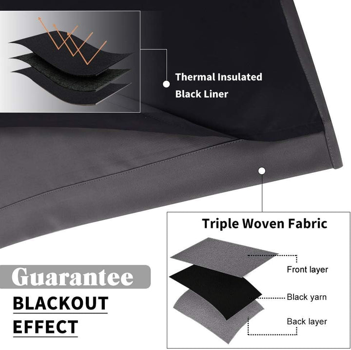 PONY DANCE Vorhang Grau Blickdicht Ösenvorhang 1 Stück H 160 x B 140 cm Thermovorhang Kälteschutz Wi