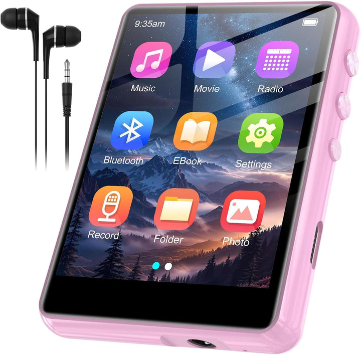 SWOFY 128GB MP3-Player mit Bluetooth 5.3-2,4-Zoll Touchscreen, HiFi-Klang, integrierter Lautsprecher