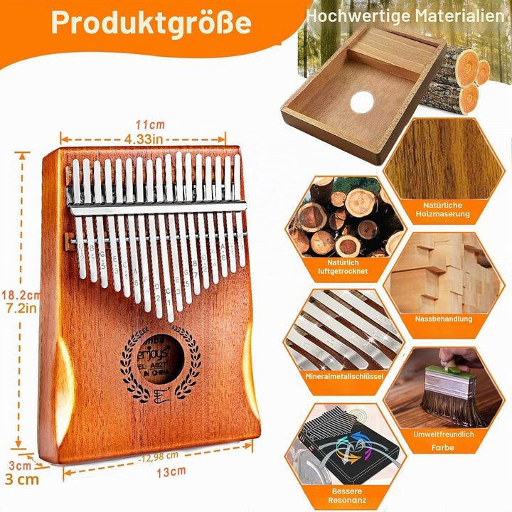 Kalimba Daumen Klavier 17 Schlüssel, Tragbare Fingerklavier -Marimbas Mit Tragensack, Schnelles Song