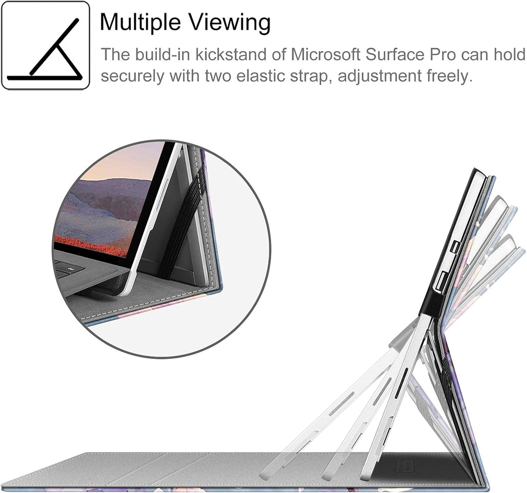 Fintie Hülle für Microsoft Surface Pro 7+ / 7/6 / 5/4 / 3 - Multi-Sichtwinkel Kunstleder Tasche Schu