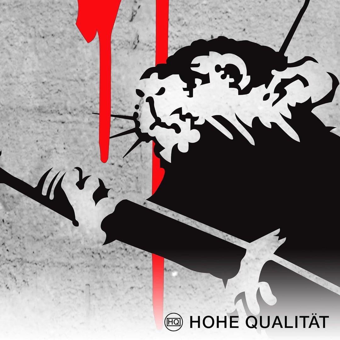 Novart Wandbilder Banksy Collage - KOMPLETT AUFHÄNGFERTIG - Street Art Wohnzimmer Büro Loft - 7 Mode