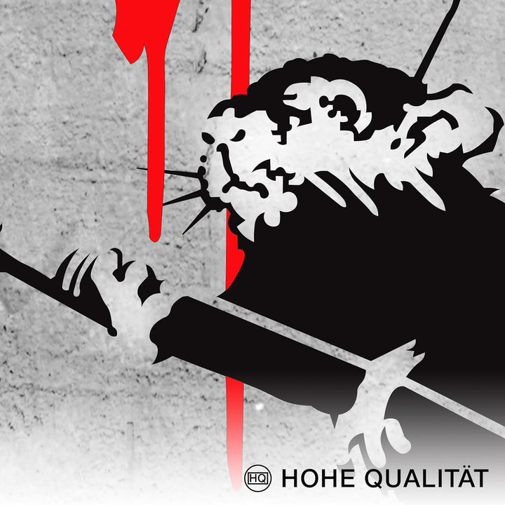 Novart Wandbilder Banksy Collage - KOMPLETT AUFHÄNGFERTIG - Street Art Wohnzimmer Büro Loft - 7 Mode