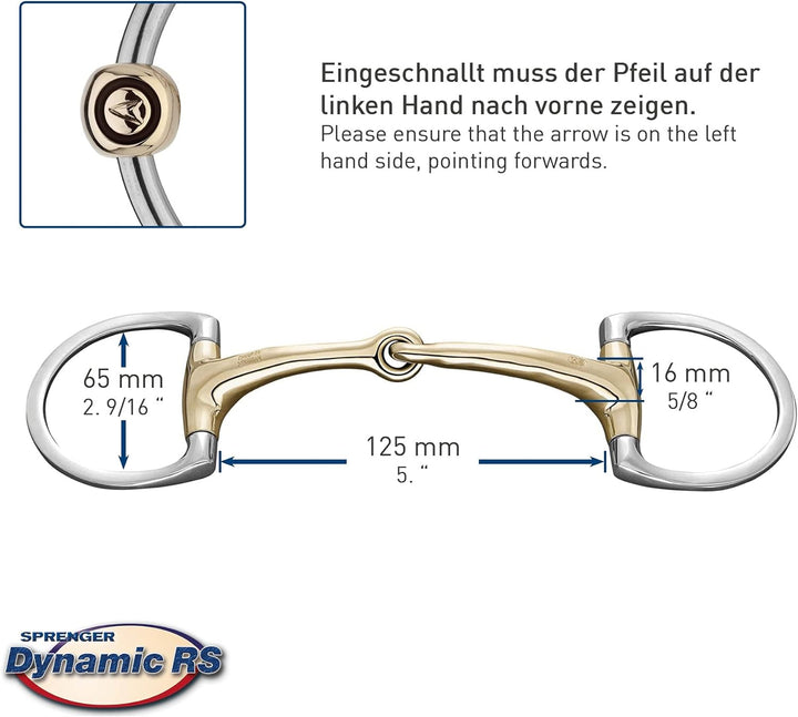 SPRENGER Dynamic RS Olivenkopf Gebiss 16 mm (Sensogan) 1 Stück (1er Pack) silber, 1 Stück (1er Pack)
