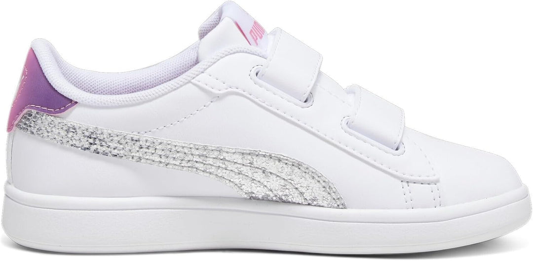 PUMA Mädchen Smash 3.0 L Star Glow V Ps Sneaker 21 EU Puma White Puma Silver Strawberry Burst Purple