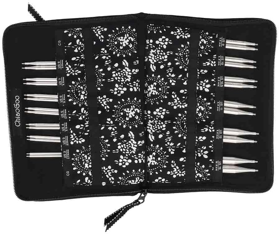 CHIAOGOO Nadelset auswechselbare Nadelspitzen Twist RED LACE Edelstahl Small, Black, S Single, Singl