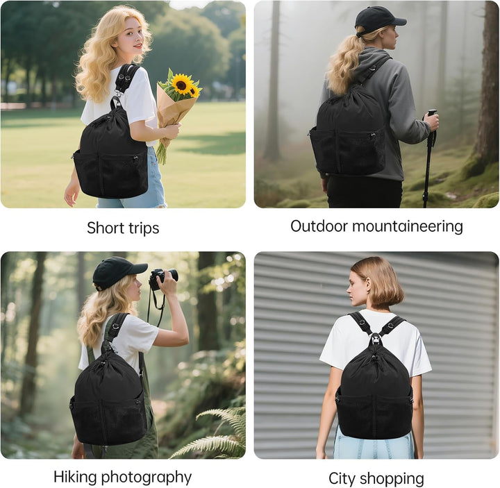 Gross Turnbeutel Kordelzug, Wasserdicht Nylon Sportbeutel Gym Bag, Sportrucksack Mit Innentasche/Aus