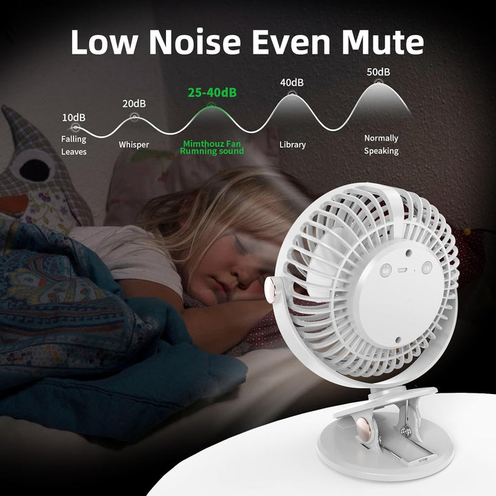 Schreibtischventilator, Mini-Ventilator, USB, leise, mit LCD-Display, 6000 mAh, kleiner Ventilator,