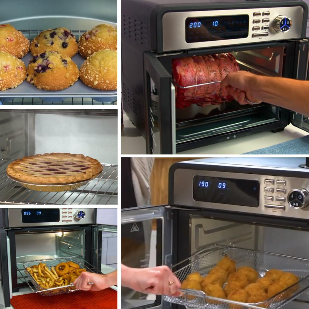 STARLYF Doble Door Oven Heissluftofen 28L | Doppeltür, 18 Programme, 1700W, Grill, Drehspiess, Dörrg