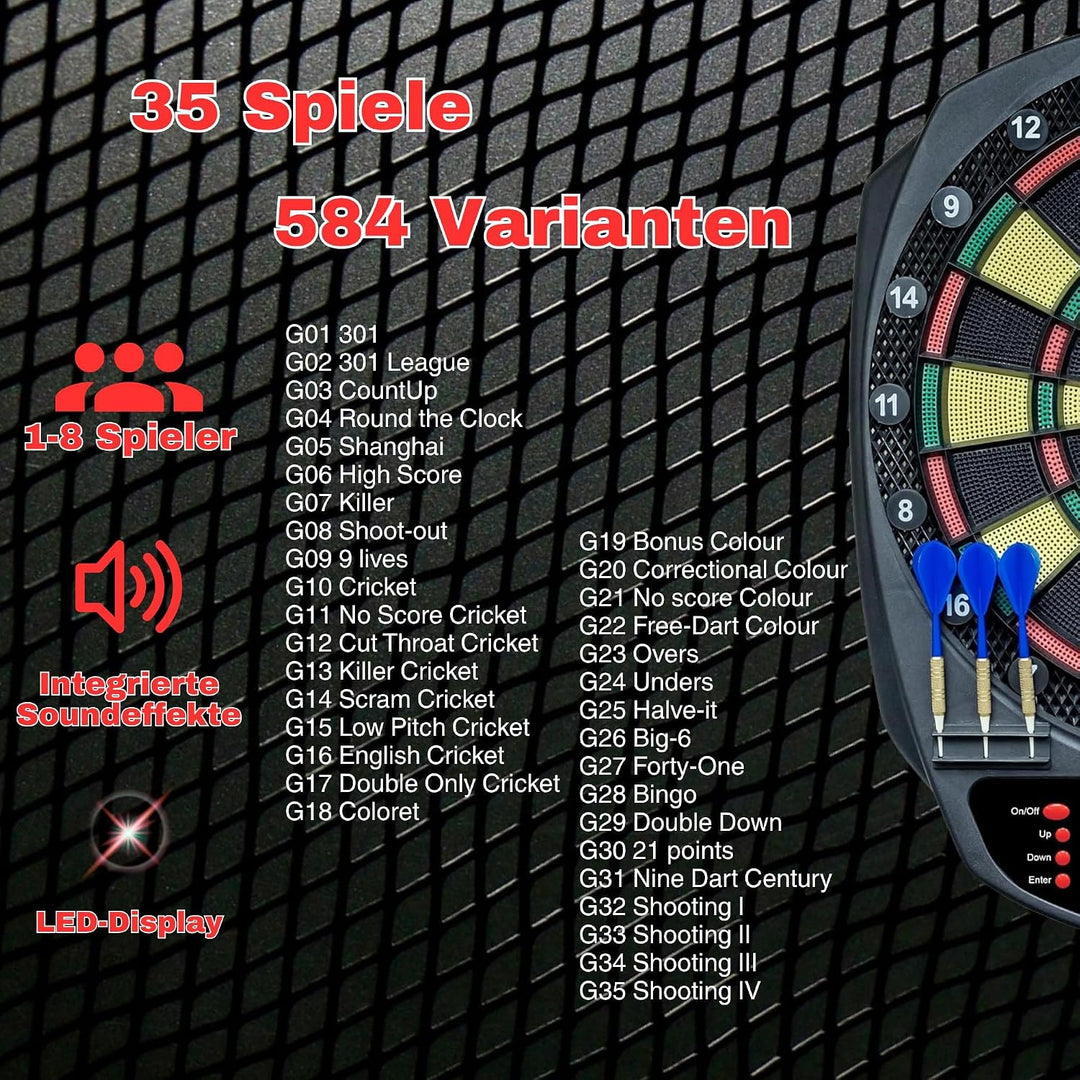 Carromco 92445 Dartboard STRIKER-401 - Elektronische Dartscheibe mit Pfeilen, Dart Set für 44204 Spi