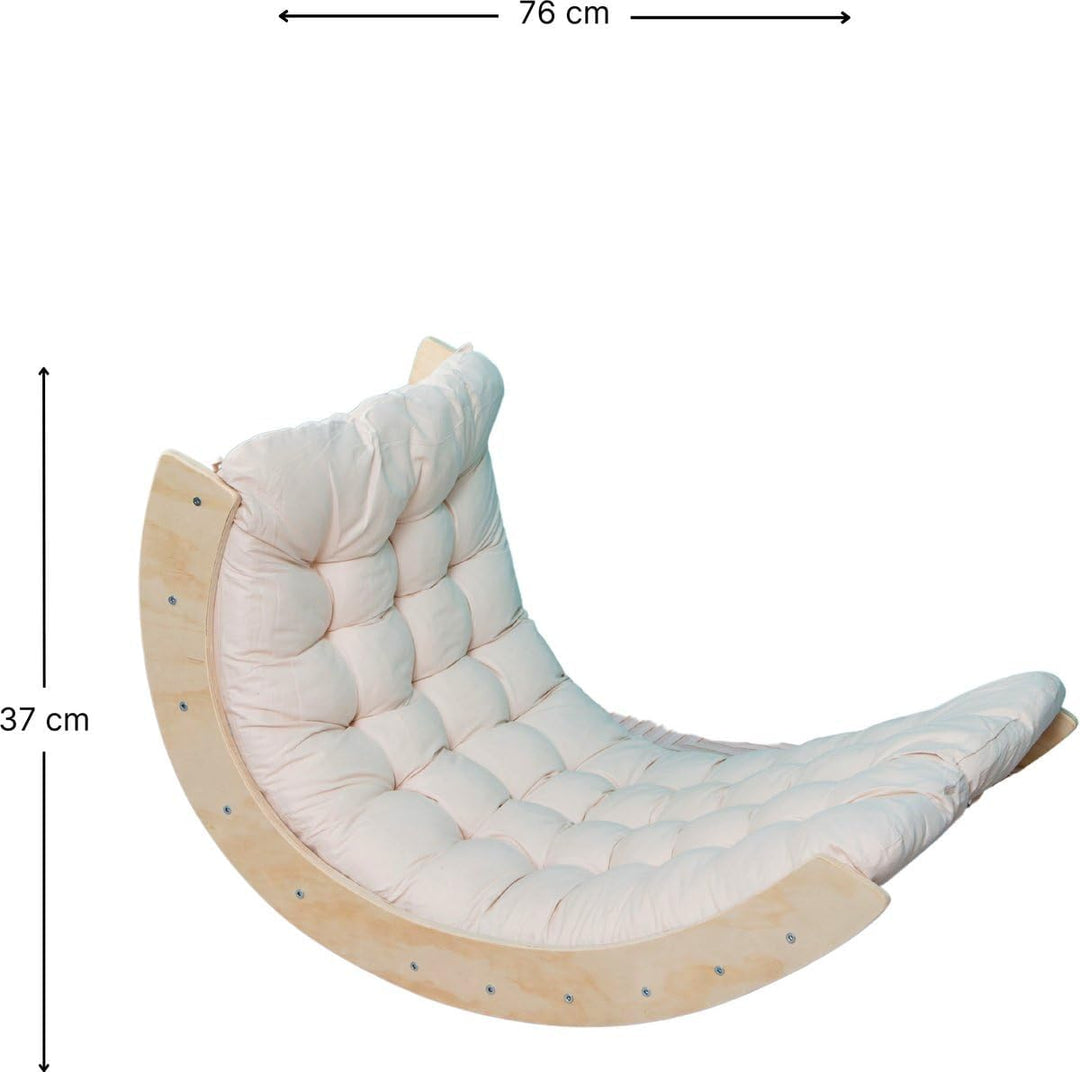 Mini-Kletterbogen – Kletterbogen aus Holz mit Kissen – Montessori-Spielhalle – 76 x 47 x 37 cm – Wei
