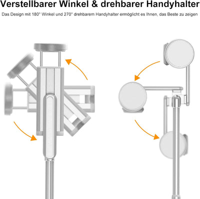 ATUMTEK Bluetooth Selfiestick Stativ, Mini Erweiterbar 3 in 1 Selfie Stange aus Aluminium mit Kabell