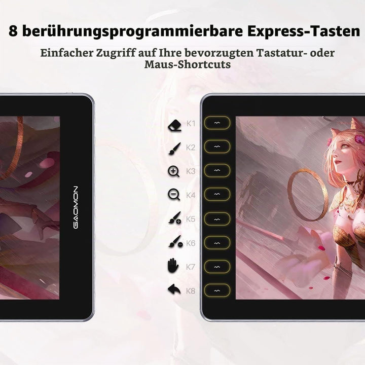 GAOMON PD1610 Grafiktablett mit 2.5K QHD 120% sRGB Full Lamination Screen, 8192 Levels Upgraded Batt