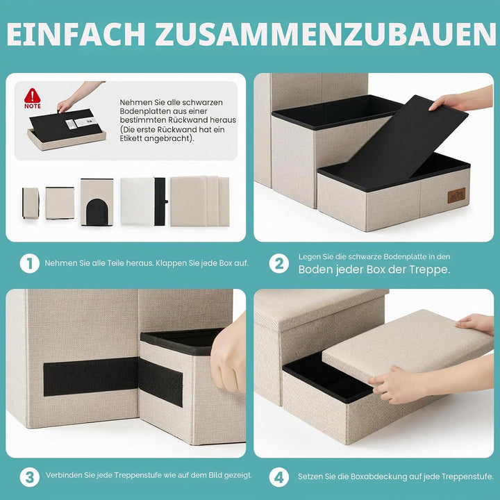 COZY KISS Hundetreppe für Kleine Hunde mit Stauraum und Katzenöffnung, Breite Haustiertreppe Faltbar