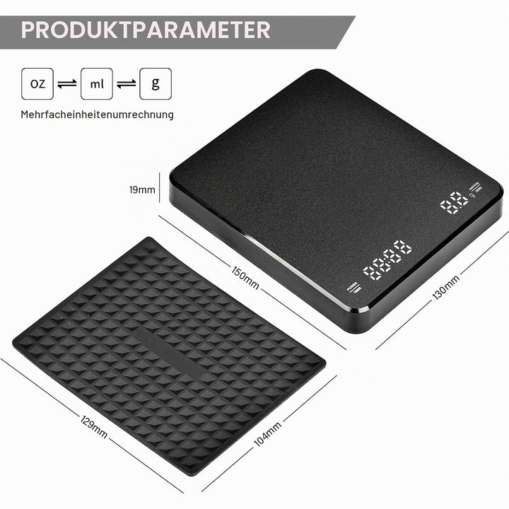Wiederaufladbare Coffee Scale Espresso Waage Digitale Kaffeewaage mit Timer Multifunktionale Küchenw