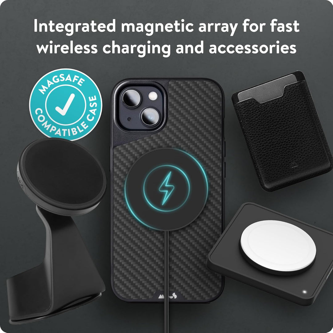 Mous - Hülle für iPhone 13 - Carbonfaser - Limitless 4.0 - Handyhülle iPhone 13 MagSafe-Kompatibel C