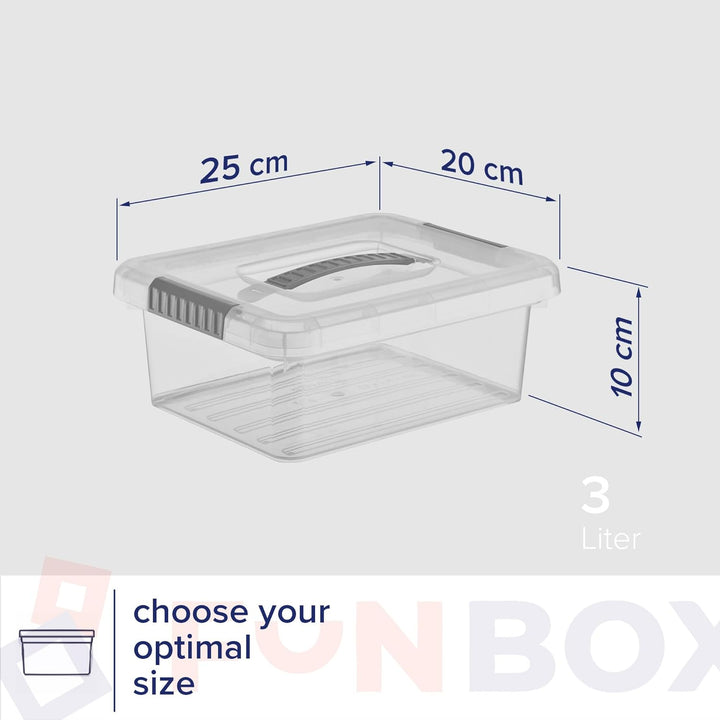 PROFUN Aufbewahrungsbox mit Deckel 3 L – Gross Plastikbox mit Deckel – Stapelboxen – Kisten & Boxen