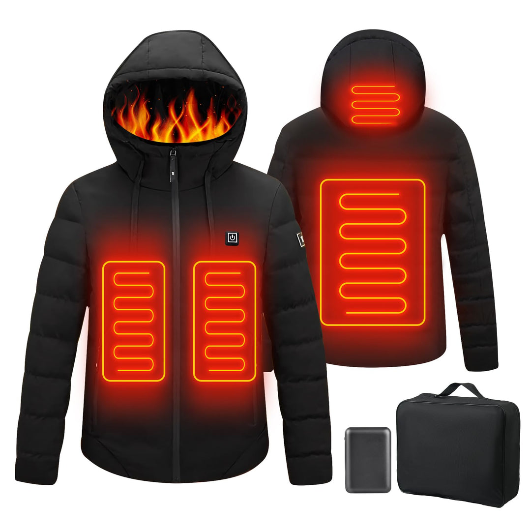 Qdreclod Beheizte Jacke mit Kapuze, Warme Jacke Heizjacke mit 3 Heizstufen, Beheizbare Kapuzenjacke