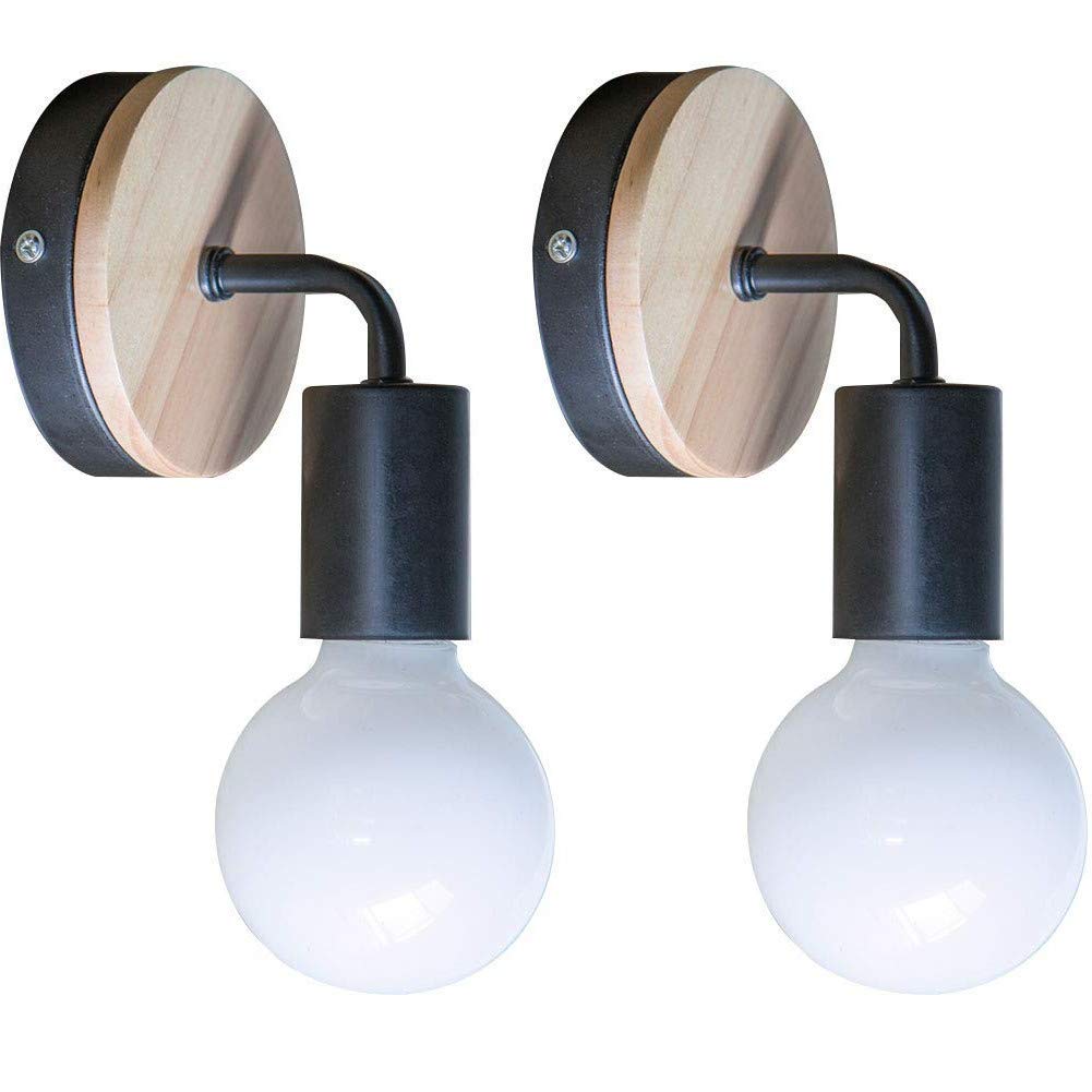 2 Pack Einfach Schwarze Wandleuchte Up/Down Indoor Holz dekorative Lampe Uplighter Downlighter, rust