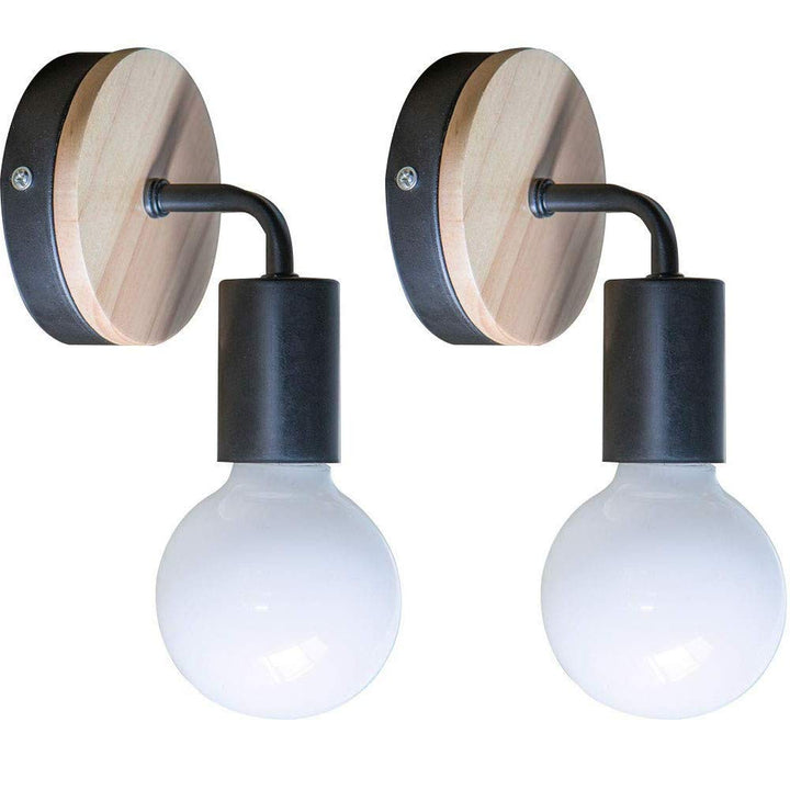 2 Pack Einfach Schwarze Wandleuchte Up/Down Indoor Holz dekorative Lampe Uplighter Downlighter, rust