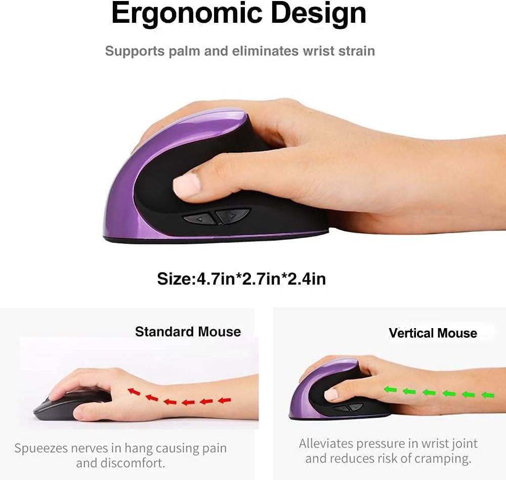 Ergonomische Maus, kabellose 2,4 G hochpräzise wiederaufladbare ergonomische vertikale Maus, Einstel