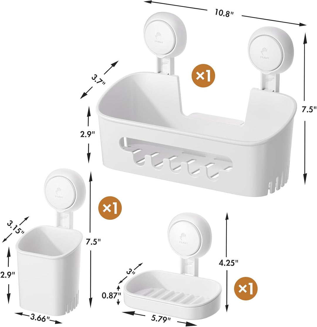 LEVERLOC Duschablage ohne Bohren mit Saugnapf Stabiles Badezimmer Regal aus Edelstahl, Wasserdicht &