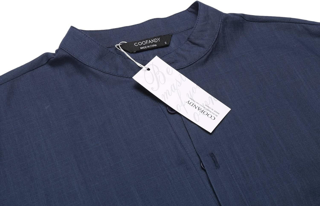 COOFANDY Herren Hemd Langarm Henley Shirt Leinenhemd Baumwolle Casual Regular Fit Sommerhemd A-dunke