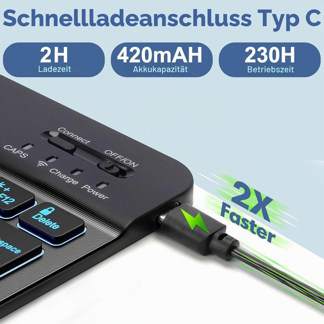 Hülle mit Tastatur für iPad A16 11. Generation 2025 / iPad 10. Generation 2022 (11/10.9 Zoll), Abneh