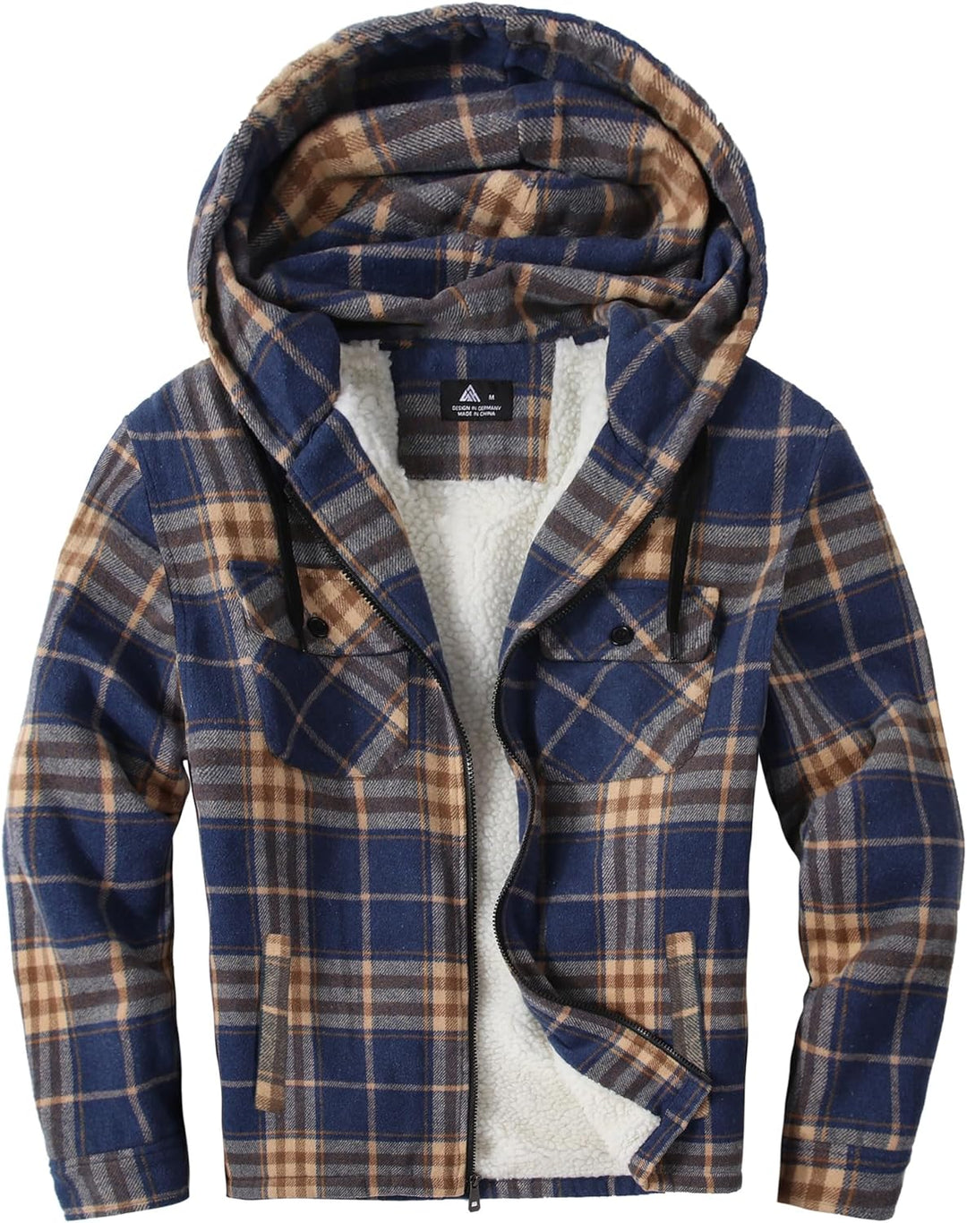 JACKETOWN Hemdjacke Kariertes Herren hoodies Flanelljacke Warm Thermohemd Herren Holzfäller Jacke Ve