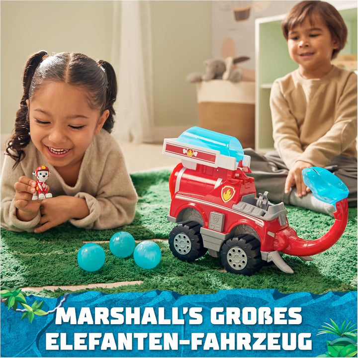 PAW PATROL Jungle Pups - Grosses Elefanten-Fahrzeug mit Wasser-Abwurf (Deluxe Fahrzeug) und Marshall