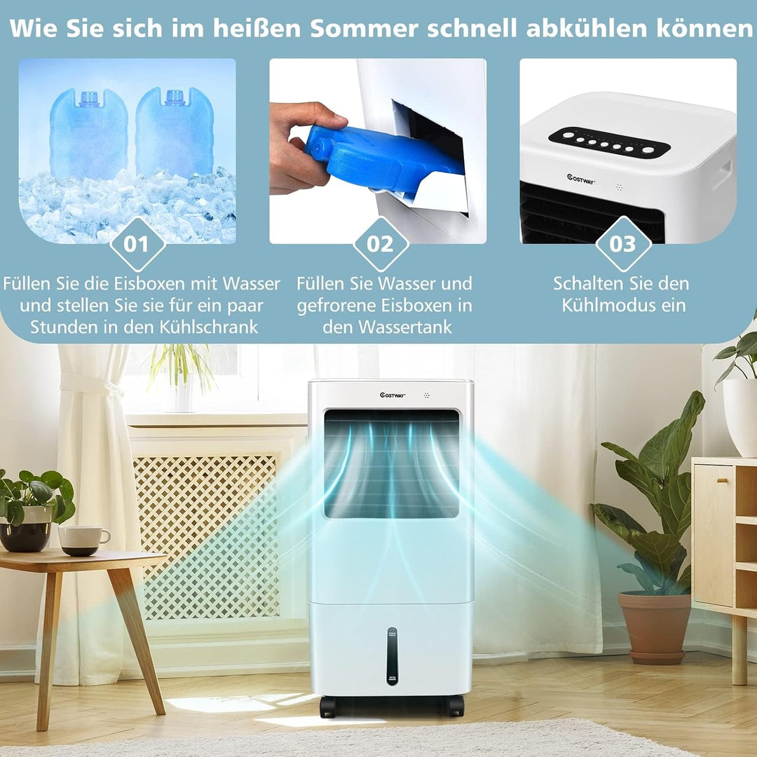 COSTWAY Mobile Klimaanlage ohne Abluftschlauch, 3 in 1 Luftkühler 65W | 3 in 1 Klimagerät Luftreinig