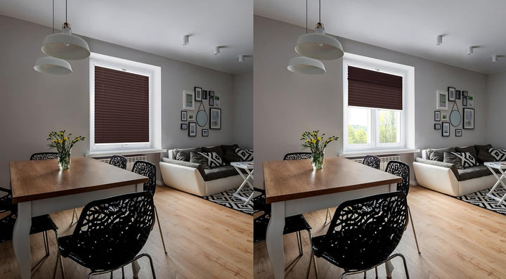 DomDeco Plissee 50x220cm Braun mit weiss lackierten Alu-Profilen, KlemmFix-Halterung zur Montage ohn