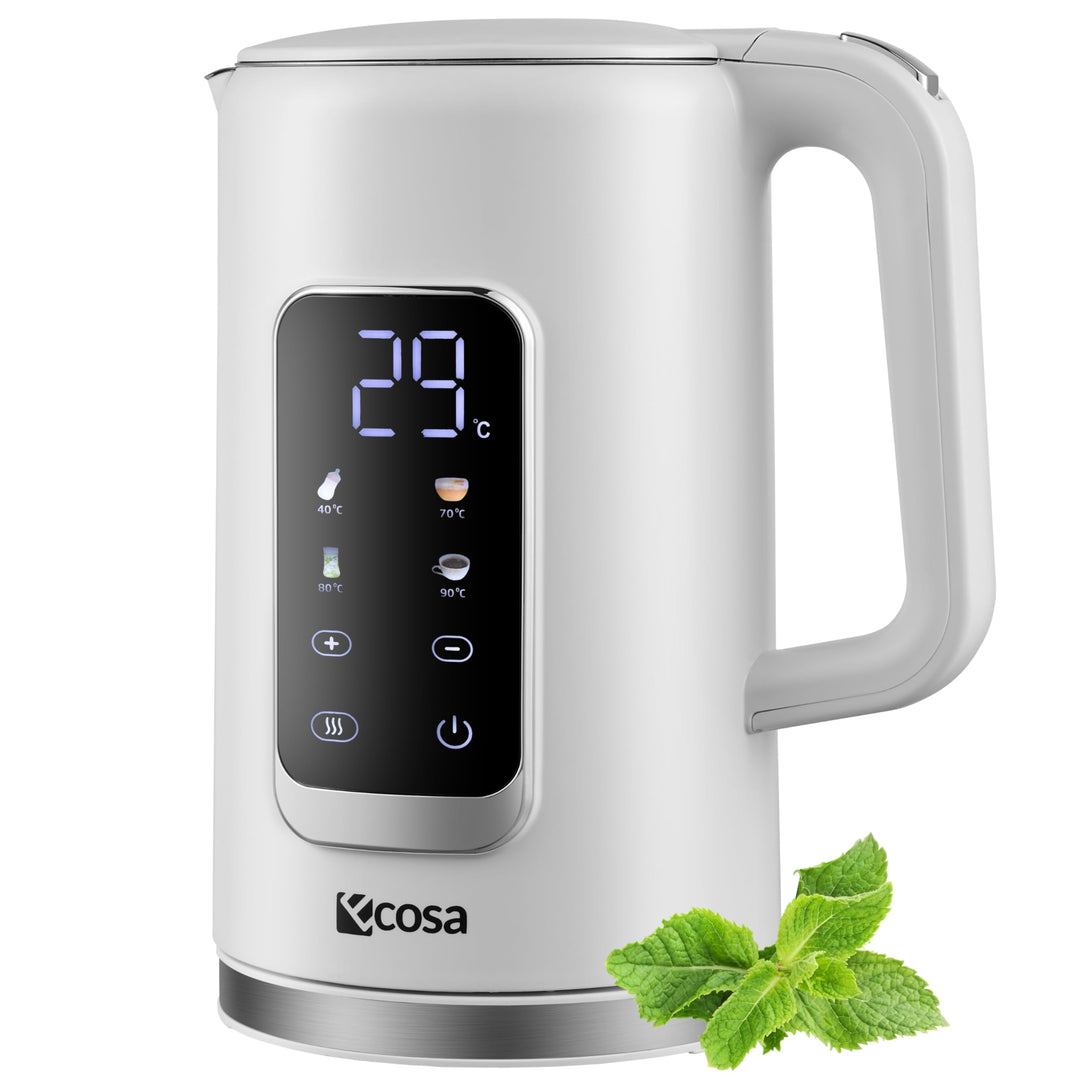 Wasserkocher Edelstahl mit Temperatureinstellung (40°C-100°C) 1,7 Liter 2200 Watt Teekocher 100% BPA