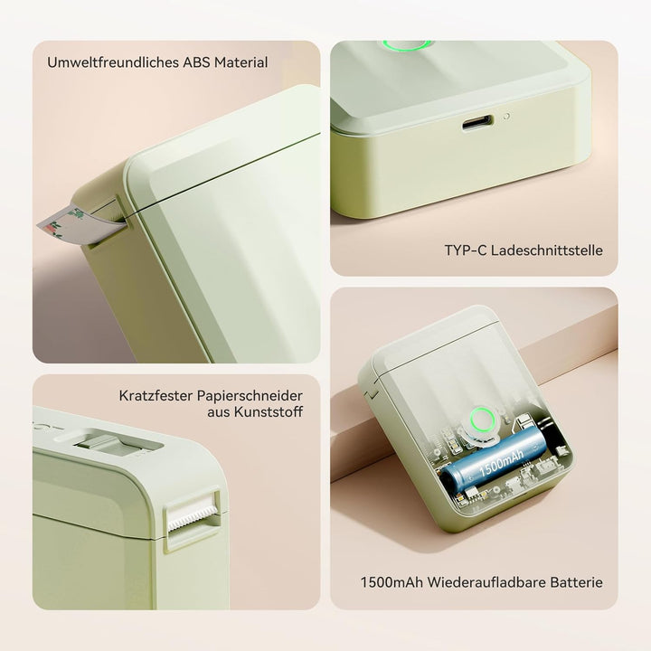 NIIMBOT Namensaufkleber Etikettendrucker, D110 Bluetooth Etikettiergerät, mit wasserdichte Etiketten
