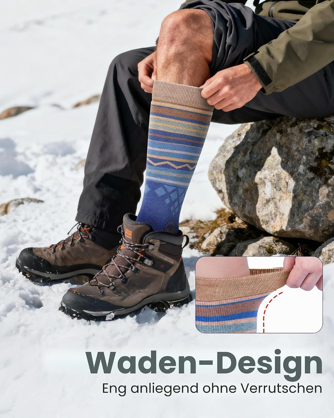 OutdoorMaster Ski Socken, Merino Wool Ski Socken für Herren &amp; Damen, Thermal Winter Warme Snowboard