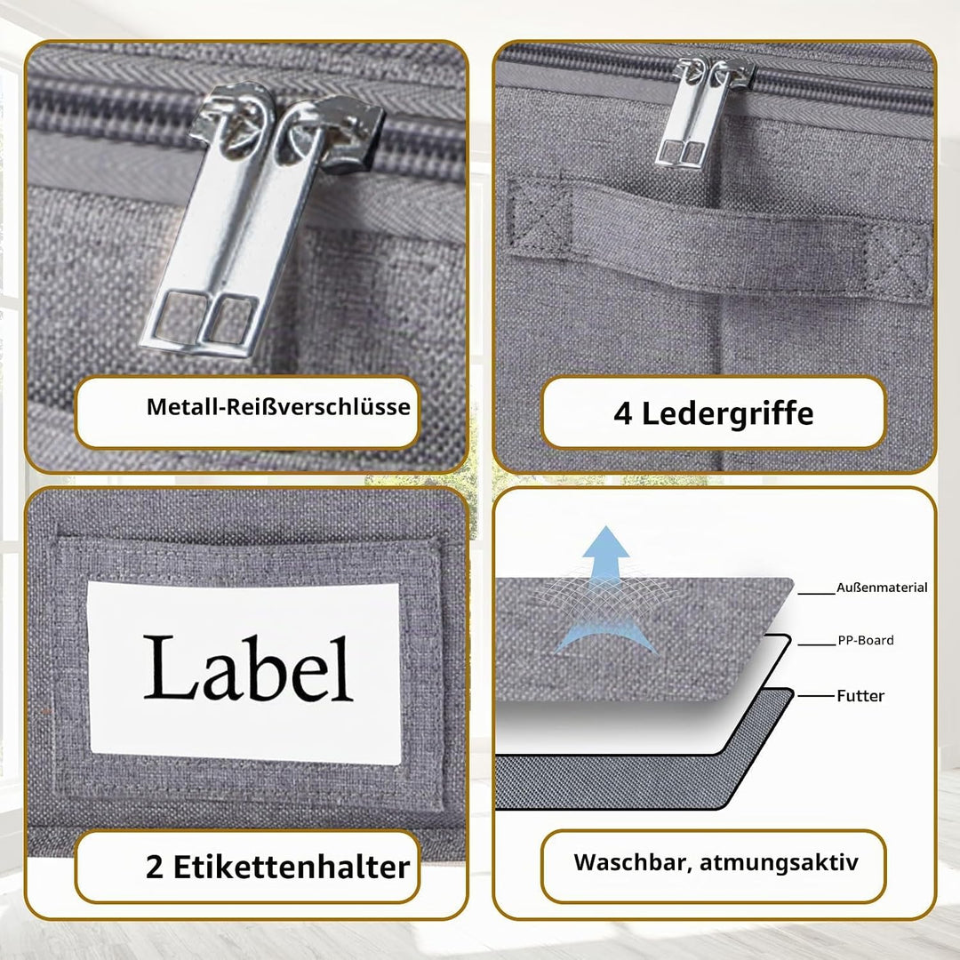 Yawinhe Faltbarer Unterbett-Aufbewahrungskorb mit Deckel, Aufbewahrungstasche Unterbettkommode mit L