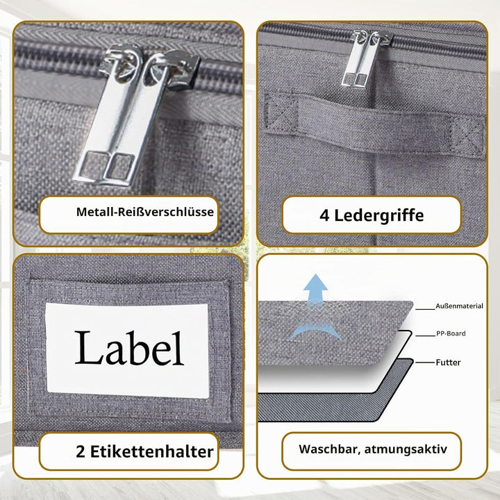 Yawinhe Faltbarer Unterbett-Aufbewahrungskorb mit Deckel, Aufbewahrungstasche Unterbettkommode mit L
