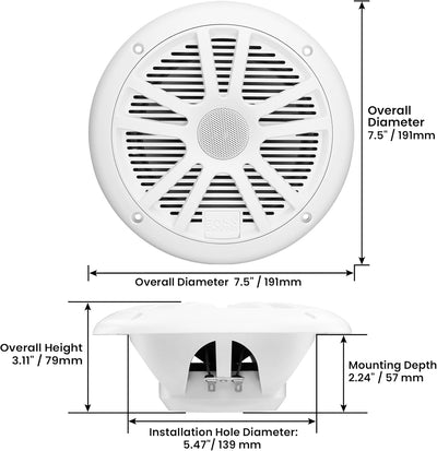 Boss Audio Systems MR6W Lautsprecher für MP3 und iPod, Weiss 16,5 cm, Weiss, 180 W, 16,5 cm, Weiss,