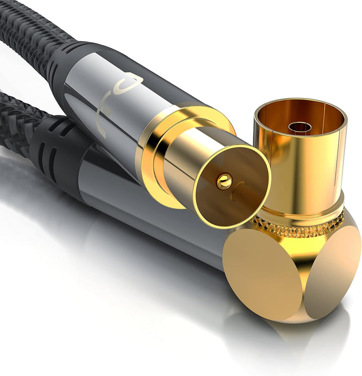 CSL - 7,5m Antennenkabel gewinkelt mit Braiding 8k 4k HDTV - 7,5 Meter Antennen kabel - Kupplung 90°
