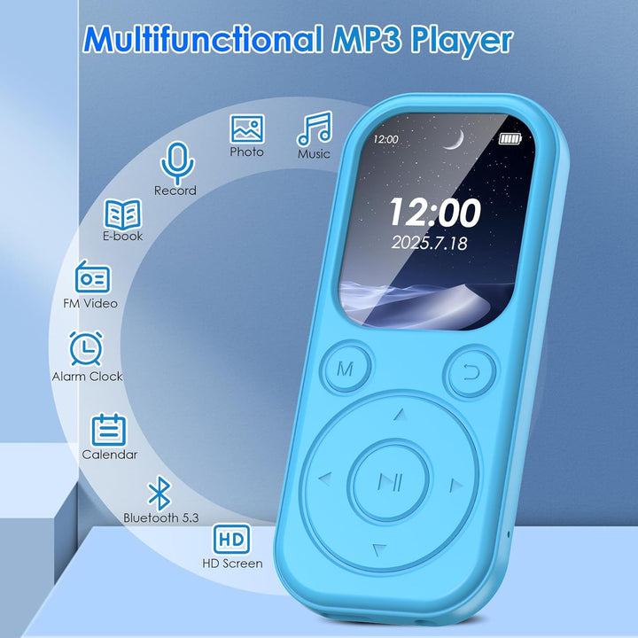 64GB MP3 Player Bluetooth 2,01 Zoll Tragbare MP3-Player mit Ultra-HD-Bildschirm 300mAh Akku HiFi Sou