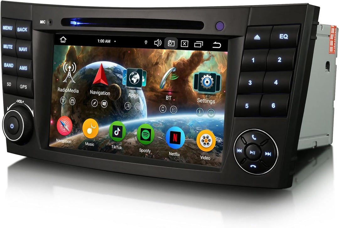 Erisin 8-Kern 4GB+64GB Android 14 Autoradio Bluetooth GPS Navi für Mercedes Benz E Klasse W211 CLS K