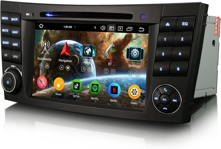 Erisin 8-Kern 4GB+64GB Android 14 Autoradio Bluetooth GPS Navi für Mercedes Benz E Klasse W211 CLS K
