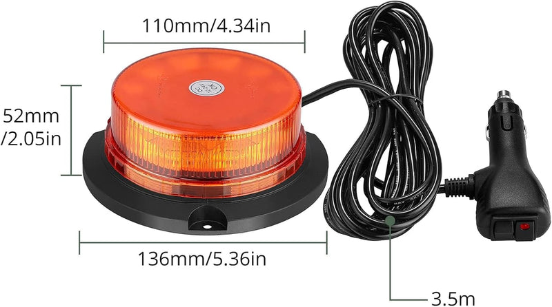 EYPINS 12 LED Rundumleuchte 10-30V, Gelb Rundumkennleuchte Auto Warnleuchte, 12W Magnet Warnlicht Bl