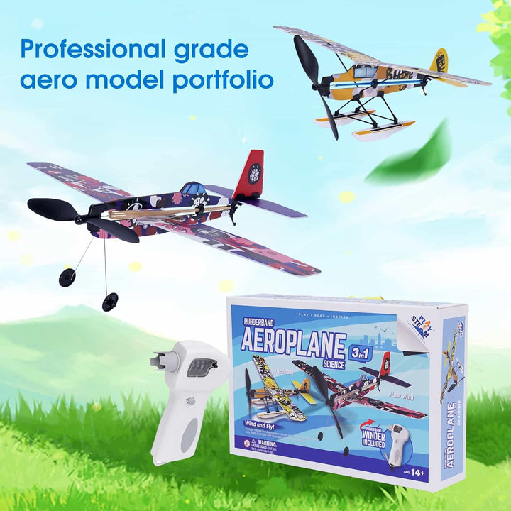 PLAYSTEAM Rubber Band Aeroplane Science 3 in 1, 3 in 1