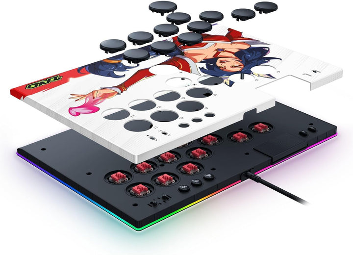 Razer Kitsune 2XKO Edition - Optischer All-Button-Arcade-Controller für PS5 und PC - Layout mit 4 pr