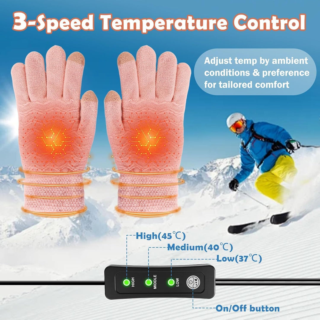 Beheizte Handschuhe mit USB, unter beheizten Handschuhen für Damen, wiederaufladbar, Touchscreen, ru