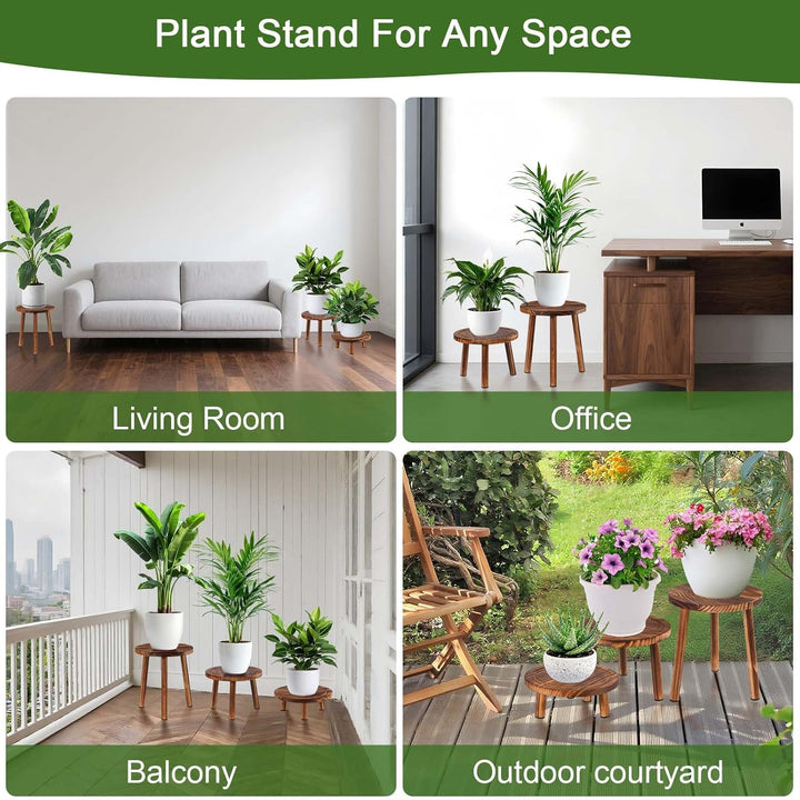 Blumenhocker Holz 3er-Set, 4"/7"/11" Höhe Blumenständer Pflanzenständer für Verschiedene Topfgrössen